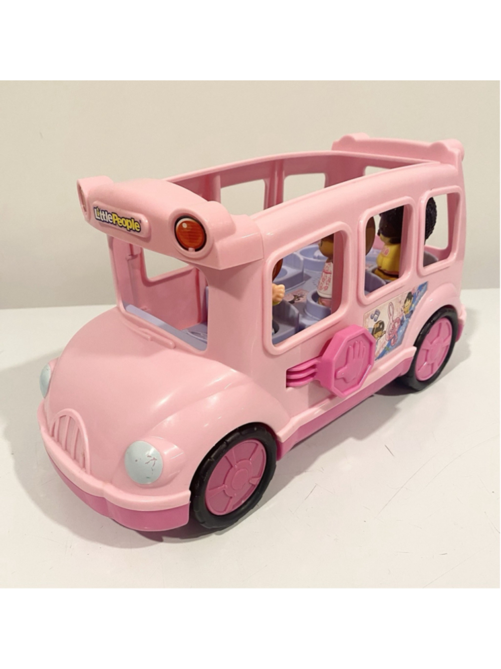 Fisher-Price Little People Lil’ Movers Pink School Bus 2013 + 3 Figures